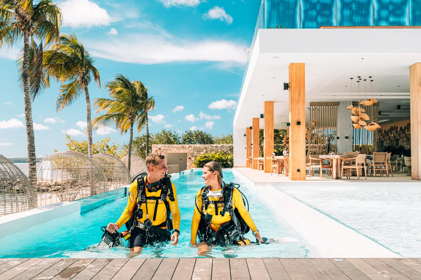 Leren duiken bij het resort